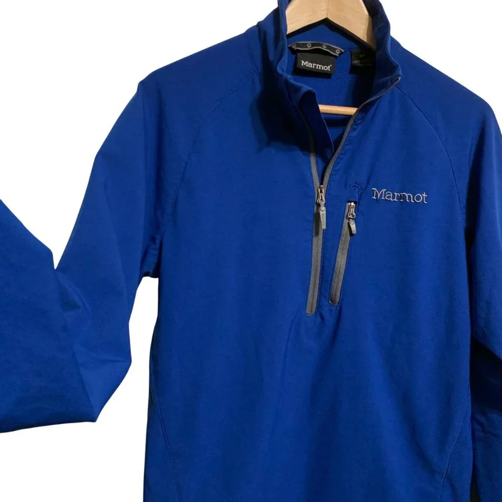 Marmot Women's Blue 1/4 Zip Pullover Jacket, Chest Pocket, Long Sleeves, Size SP